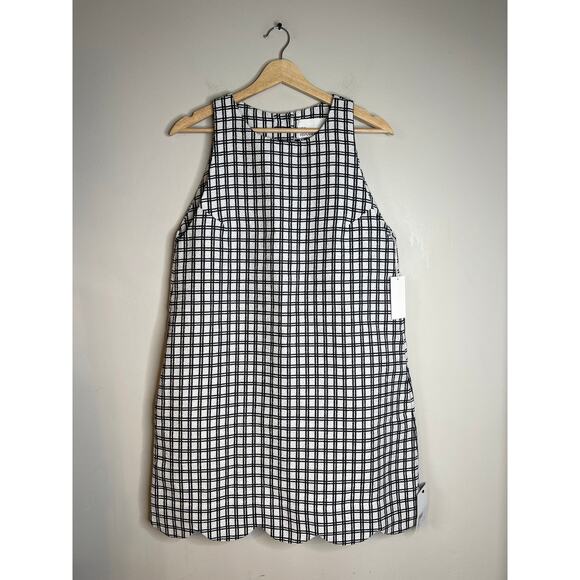 NWT Lisa Marie Fernandez Scalloped Checked Mini Dress Black & White Size: 8 - Picture 2 of 8
